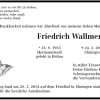 Wallmen Friedrich 1935-2014 Todesanzeige